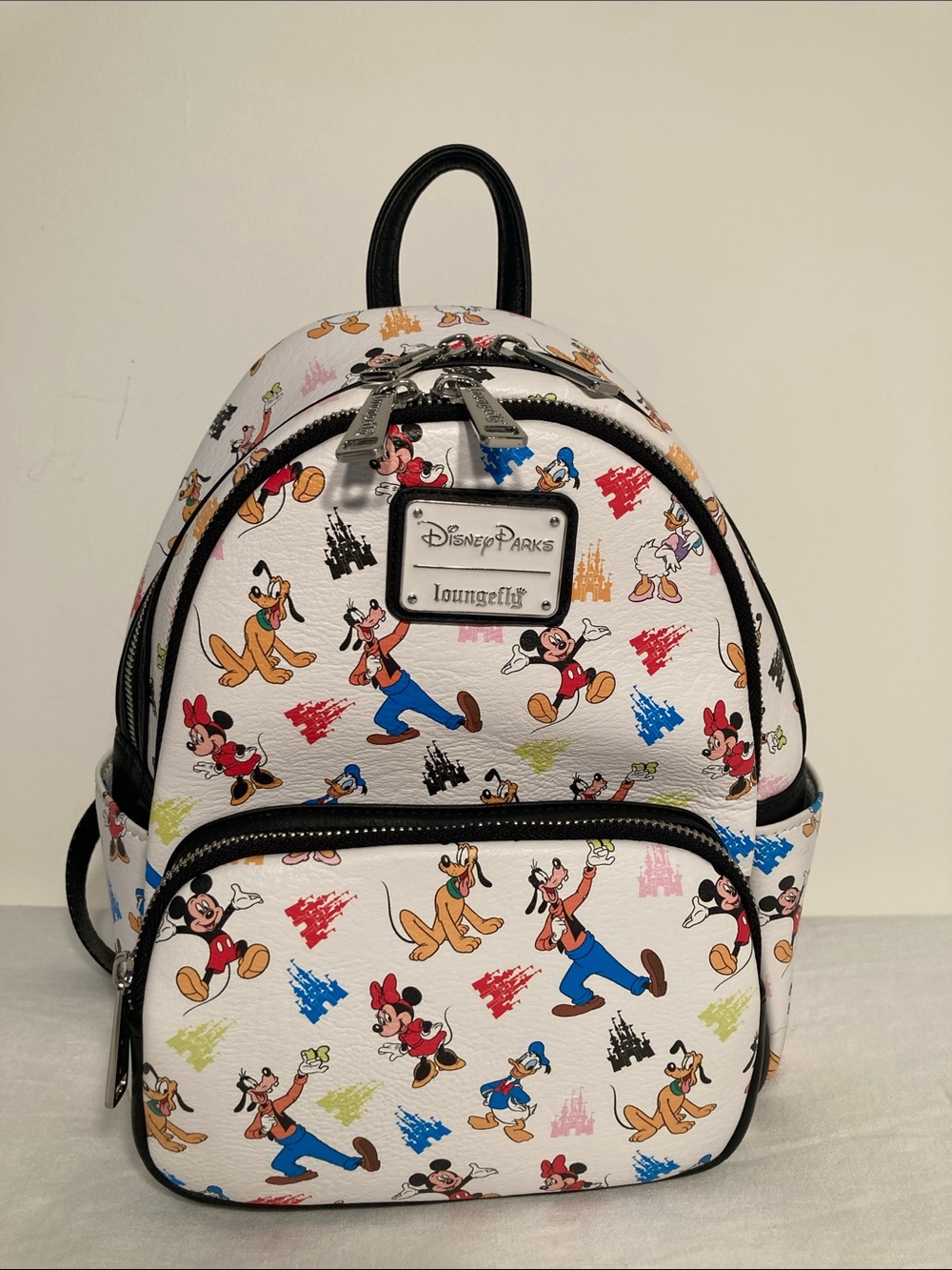 Loungefly Disney Parks White Mickey & Friends Mini Backpack